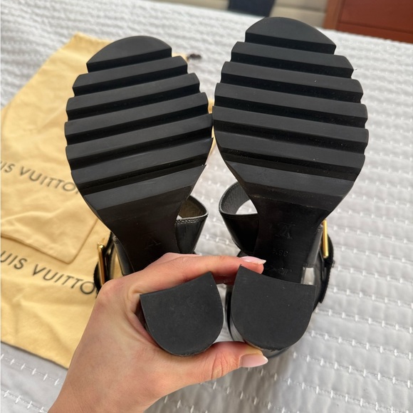 Authentic Louis Vuitton Star Trail Monogram Heeled Sandals - Picture 5 of 6